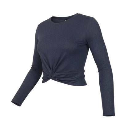 90 Degree By Reflex Womens Blue XS Cropped Long Sleeve Active Top