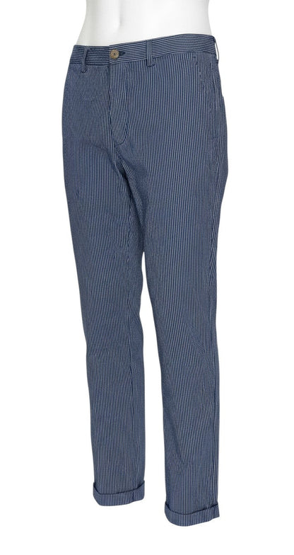 Marks & Spencer Women’s Blue Pinstripe Cotton Chino Trousers UK 6
