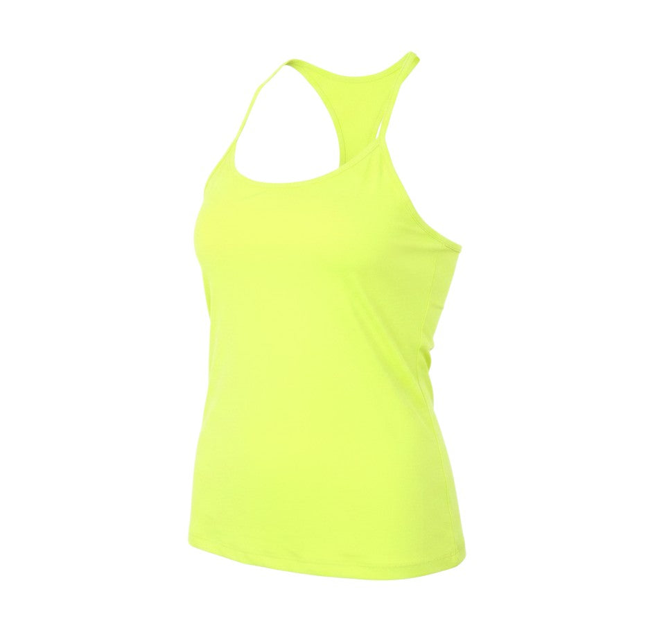 Prewornwholesale GOODMOVE women's neon green polyester racerback camisole with a scoop neck for athletic wear