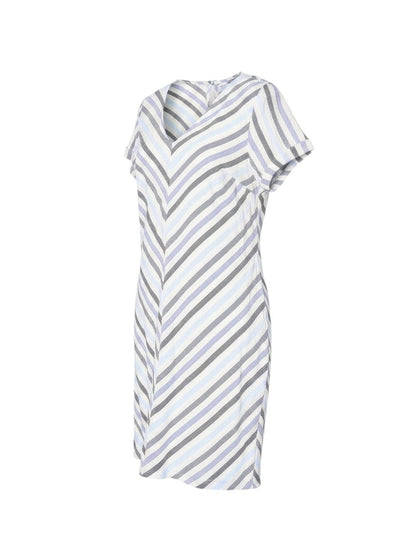 Next Women Multicoloured Stripe Linen Blend Shift Dress UK 14
