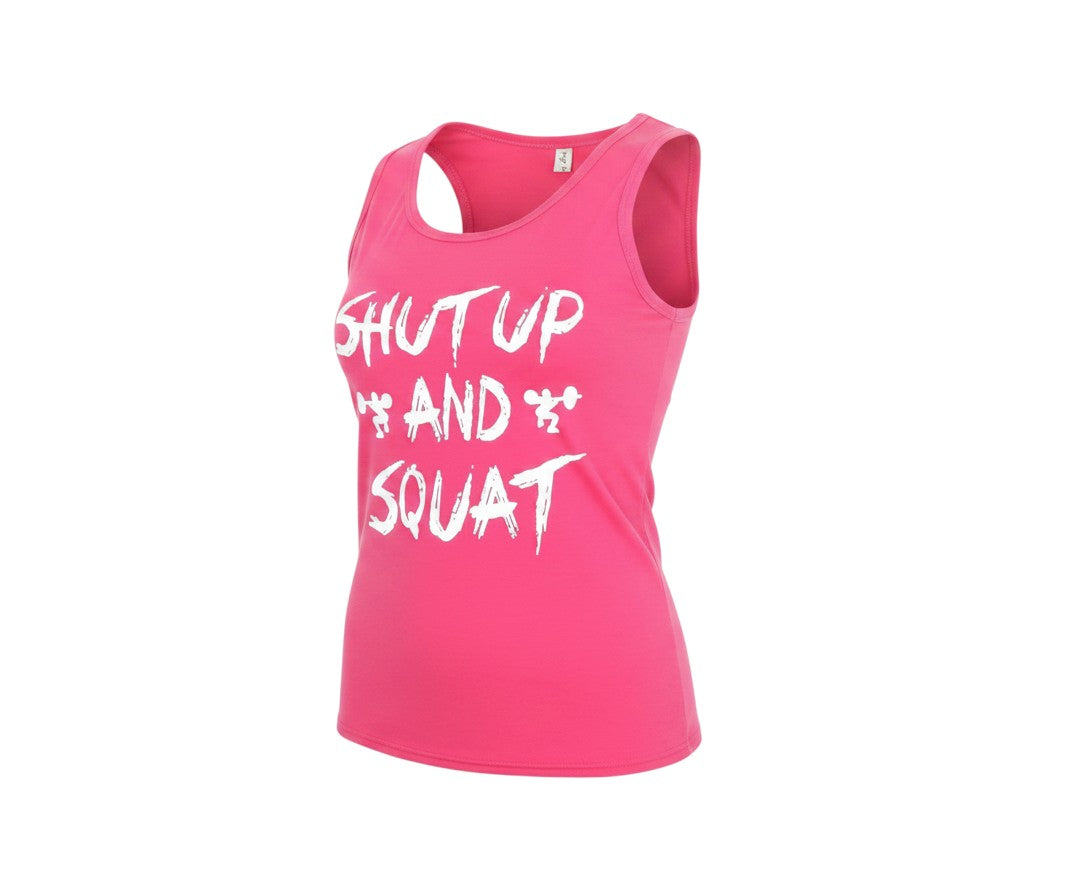 Ying Ying Womens Pink Cotton Basic Tank Size L Round Neck Pullover - Shut Up And Squat