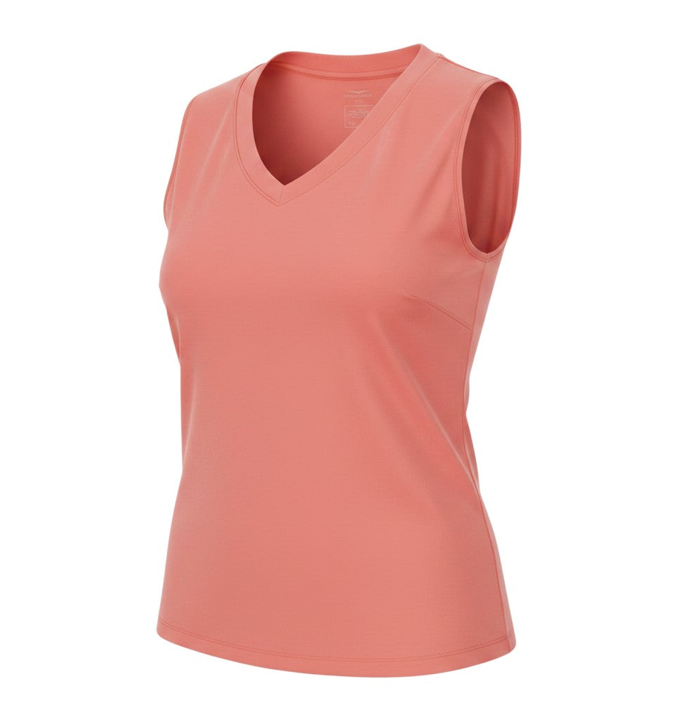 Prewornwholesale Venice Beach pink sleeveless V-neck activewear top in soft stretch jersey fabric
