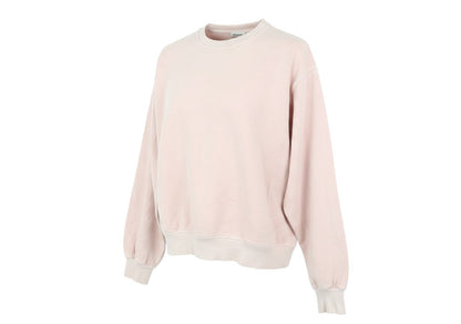 Prewornwholesale Reebok women's blush pink crew neck pullover sweatshirt with ribbed cuffs and hem in cotton blend