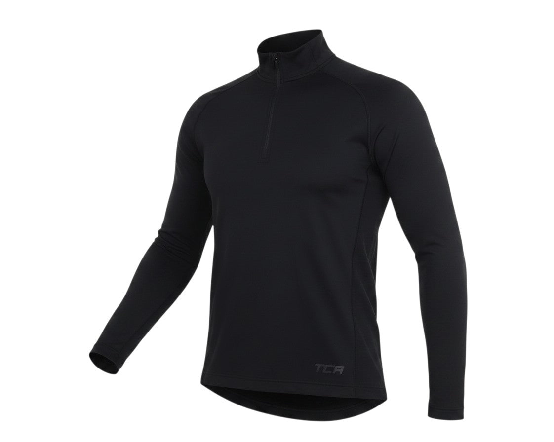 Prewornwholesale TCA women's black polyester pullover with a high neck and quarter-zip closure