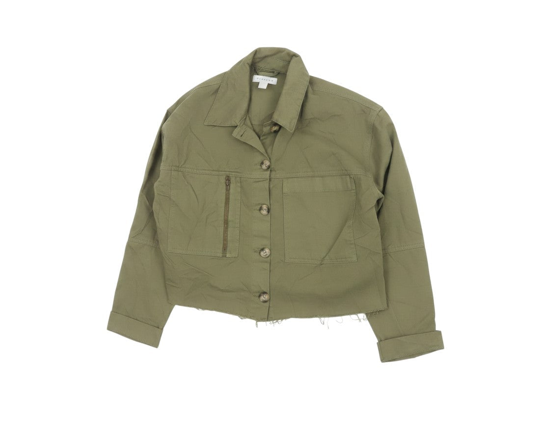 Topshop Womens Green XS Cropped Military Cotton Jacket