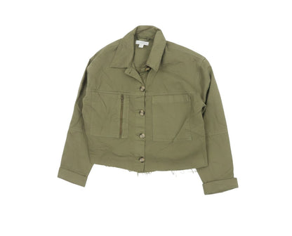 Topshop Womens Green XS Cropped Military Cotton Jacket