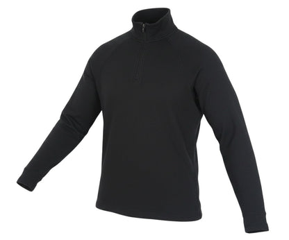 Prewornwholesale Trespass women's black long sleeve top with a high neck and 1/4 zip closure.