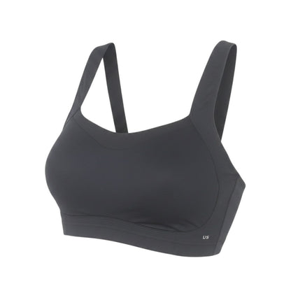 Front view of USA Pro Women’s Black 36DD Sports Bra High Support Nylon Blend