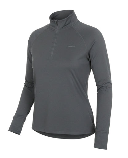 Prewornwholesale USA PRO grey long sleeve training top with a quarter zip neckline and moisture-wicking fabric.