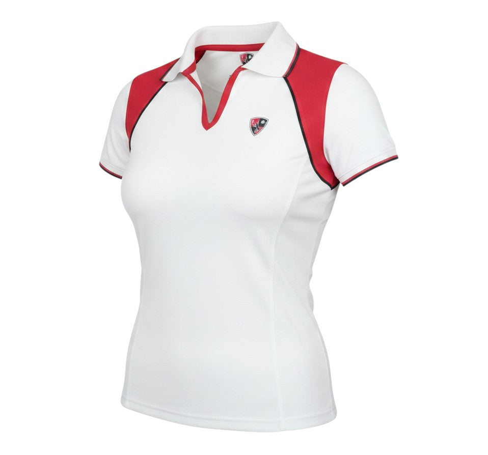 Women's White & Red Polo Shirt Activewear Size 10/12