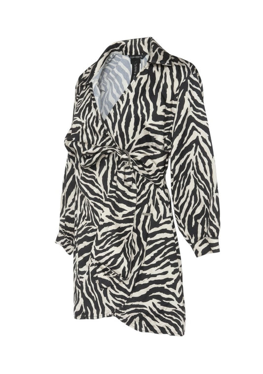 Additional view of I Saw It First Women’s Black Zebra Print Long Sleeve Wrap Dress L